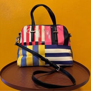 Kate Spade Crossbody Flag Stripe Maise Satchel Removable Strap Multicolor